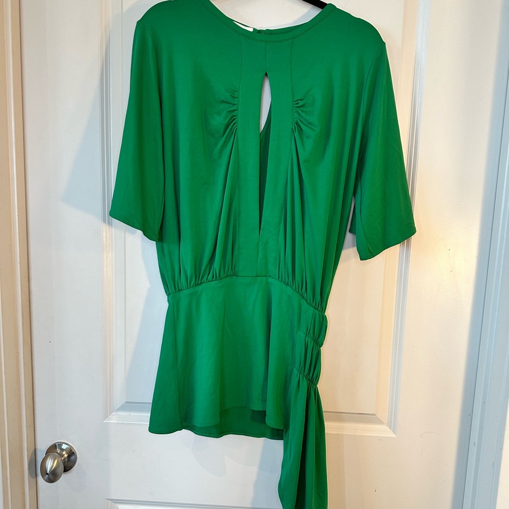 NEW Misile NYC Green Queen Of Morocco Asymmetrical Key Hole Front & Back Top, S